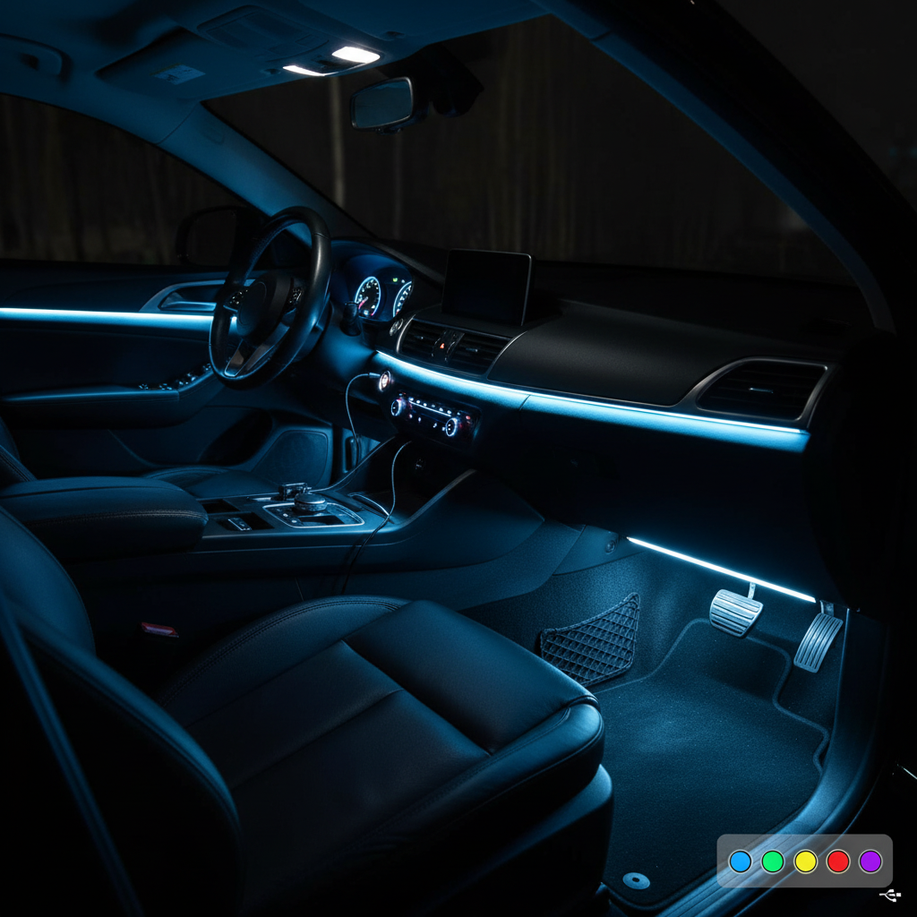 RGB LED Car Strips - Blue/White